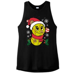 Christmas Softball Player Santa Claus Xmas Day Sport Gift Ladies PosiCharge Tri-Blend Wicking Tank