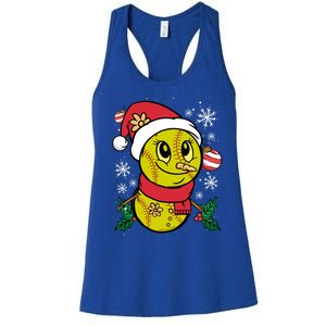 Christmas Softball Player Santa Claus Xmas Day Sport Gift Women's Racerback Tank