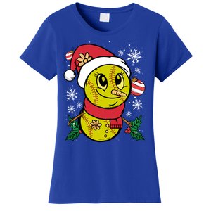 Christmas Softball Player Santa Claus Xmas Day Sport Gift Women's T-Shirt