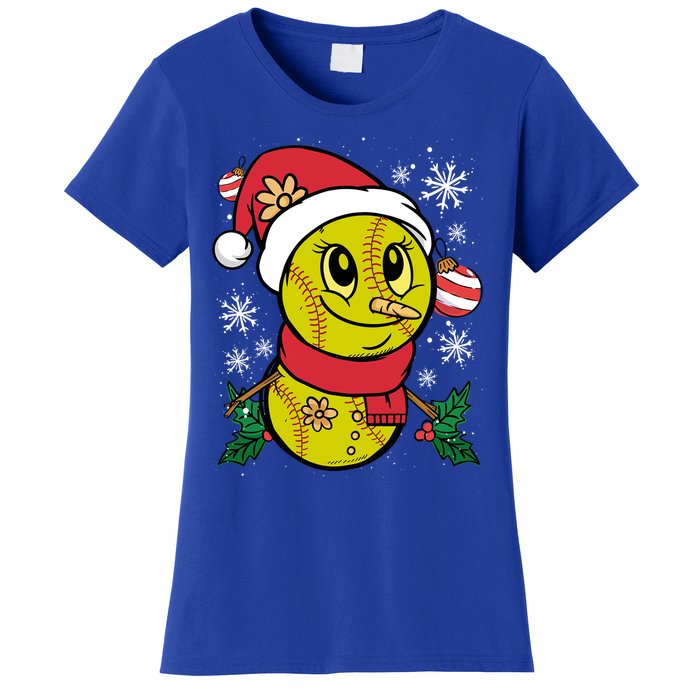 Christmas Softball Player Santa Claus Xmas Day Sport Gift Women's T-Shirt