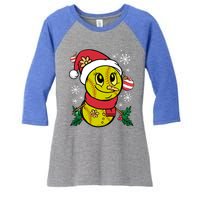 Christmas Softball Player Santa Claus Xmas Day Sport Gift Women's Tri-Blend 3/4-Sleeve Raglan Shirt