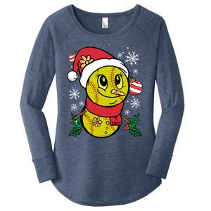 Christmas Softball Player Santa Claus Xmas Day Sport Gift Women's Perfect Tri Tunic Long Sleeve Shirt