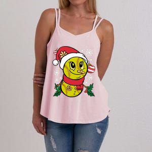 Christmas Softball Player Santa Claus Xmas Day Sport Gift Women's Strappy Tank