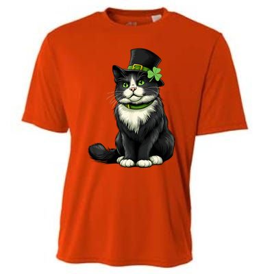 Cat St Patricks Day Shamrock Irish Cooling Performance Crew T-Shirt