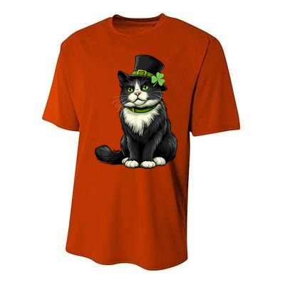 Cat St Patricks Day Shamrock Irish Performance Sprint T-Shirt