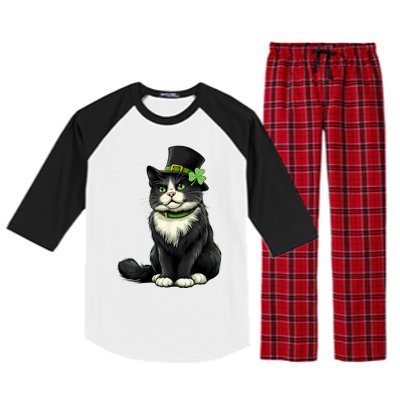 Cat St Patricks Day Shamrock Irish Raglan Sleeve Pajama Set