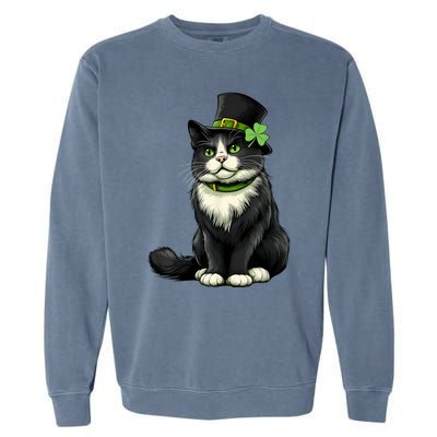 Cat St Patricks Day Shamrock Irish Garment-Dyed Sweatshirt