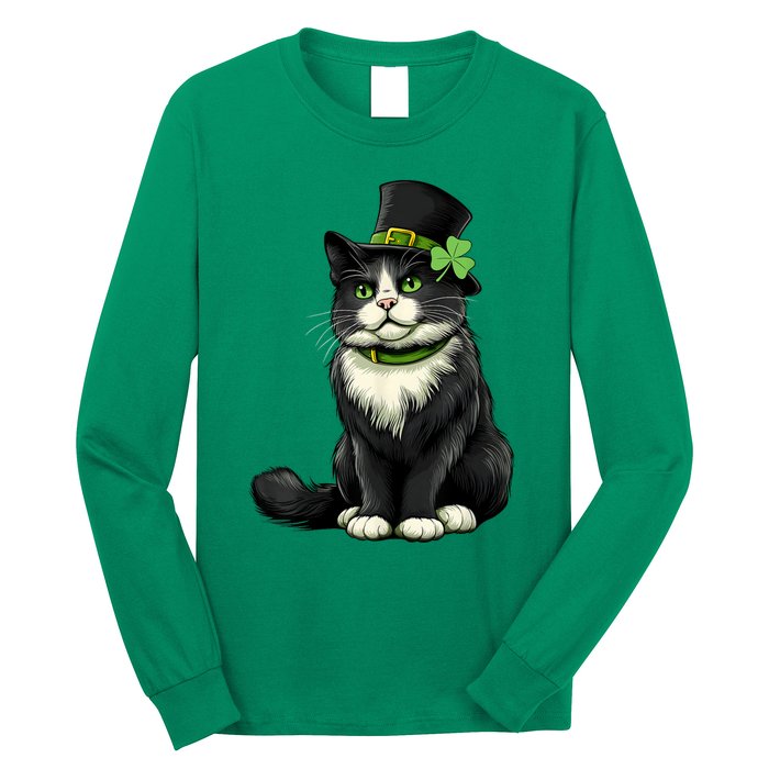 Cat St Patricks Day Shamrock Irish Long Sleeve Shirt