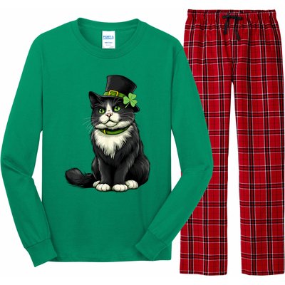 Cat St Patricks Day Shamrock Irish Long Sleeve Pajama Set