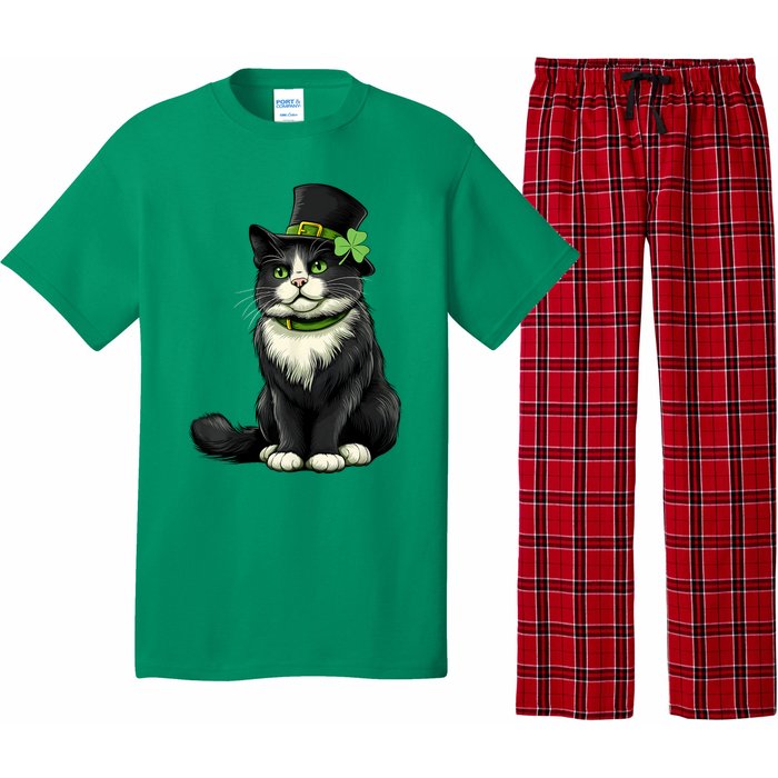 Cat St Patricks Day Shamrock Irish Pajama Set