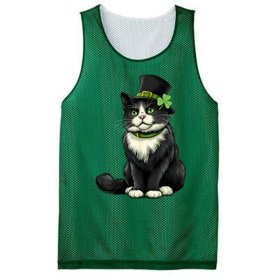 Cat St Patricks Day Shamrock Irish Mesh Reversible Basketball Jersey Tank