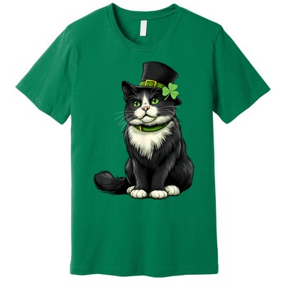 Cat St Patricks Day Shamrock Irish Premium T-Shirt