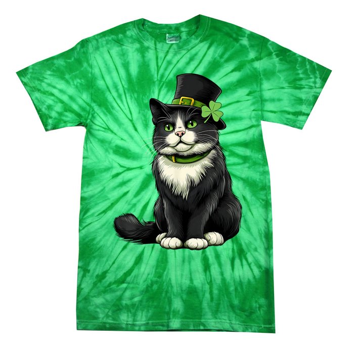 Cat St Patricks Day Shamrock Irish Tie-Dye T-Shirt