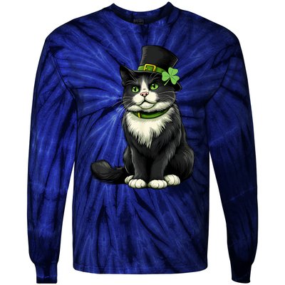 Cat St Patricks Day Shamrock Irish Tie-Dye Long Sleeve Shirt