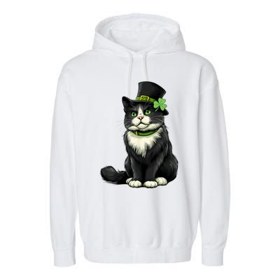 Cat St Patricks Day Shamrock Irish Garment-Dyed Fleece Hoodie