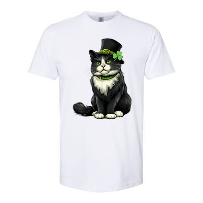 Cat St Patricks Day Shamrock Irish Softstyle CVC T-Shirt