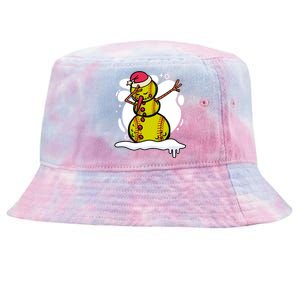 Christmas Softball Player Santa Claus Xmas Day Sport Gift Tie-Dyed Bucket Hat