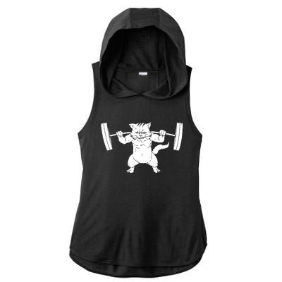 Cat Squat Powerlifting Cool Ladies PosiCharge Tri-Blend Wicking Draft Hoodie Tank