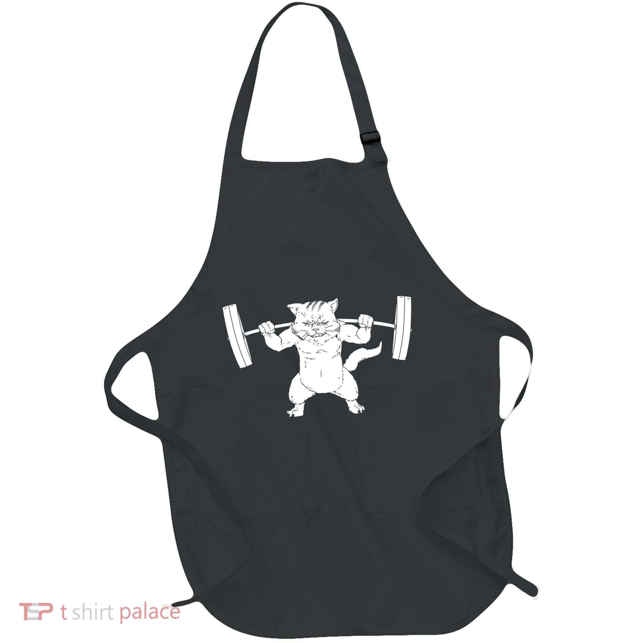 Cat Squat Powerlifting Cool Full-Length Apron With Pockets