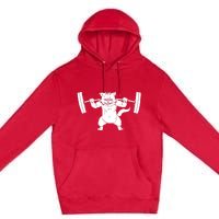 Cat Squat Powerlifting Cool Premium Pullover Hoodie