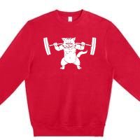 Cat Squat Powerlifting Cool Premium Crewneck Sweatshirt