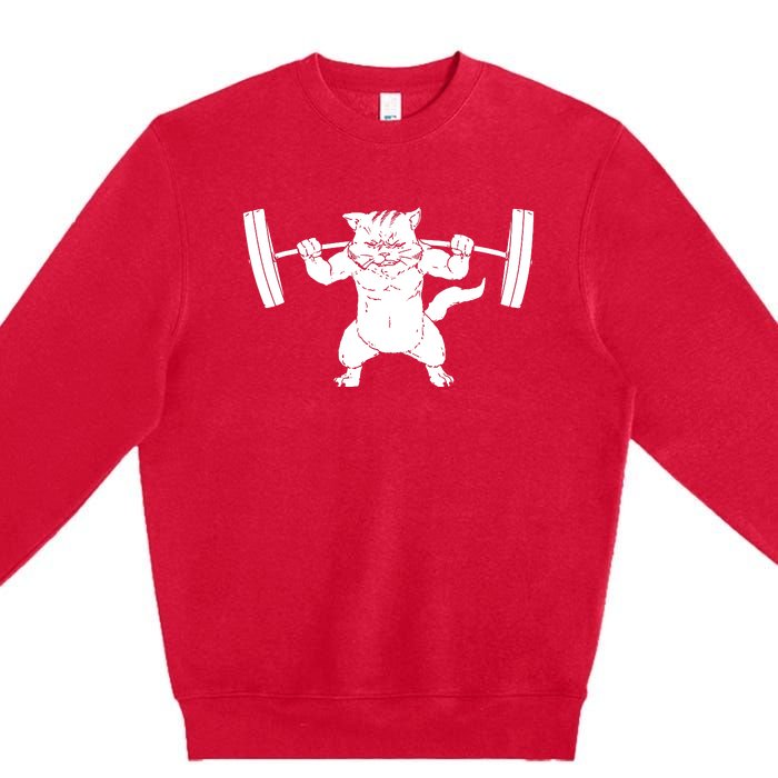 Cat Squat Powerlifting Cool Premium Crewneck Sweatshirt