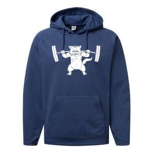 Cat Squat Powerlifting Cool Performance Fleece Hoodie