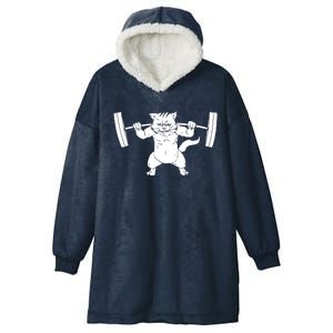 Cat Squat Powerlifting Cool Hooded Wearable Blanket