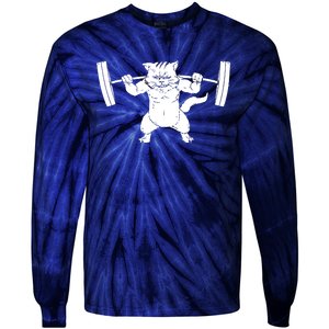 Cat Squat Powerlifting Cool Tie-Dye Long Sleeve Shirt