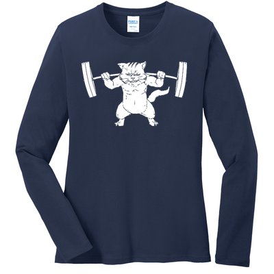 Cat Squat Powerlifting Cool Ladies Long Sleeve Shirt