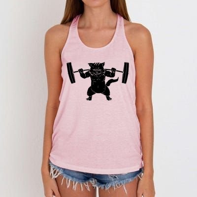 Cat Squat Powerlifting Cool Women's Knotted Racerback Tank