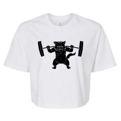 Cat Squat Powerlifting Cool Bella+Canvas Jersey Crop Tee