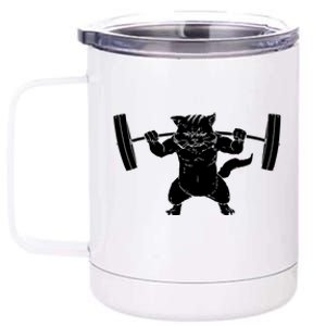 Cat Squat Powerlifting Cool 12 oz Stainless Steel Tumbler Cup