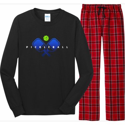 Cool Stylized Pickleball With Paddles And Ball Pickleball Long Sleeve Pajama Set