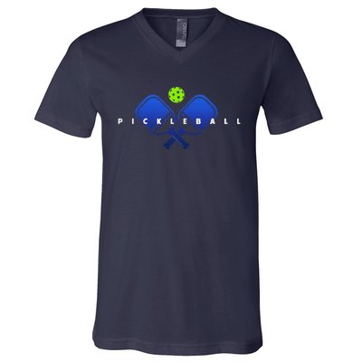 Cool Stylized Pickleball With Paddles And Ball Pickleball V-Neck T-Shirt