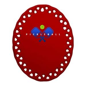 Cool Stylized Pickleball With Paddles And Ball Pickleball Ceramic Oval Ornament