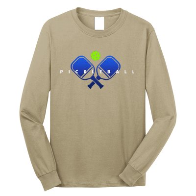 Cool Stylized Pickleball With Paddles And Ball Pickleball Long Sleeve Shirt