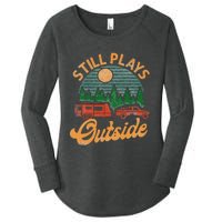 Camping Still Plays Outside Caravan Rv Trailer Women's Perfect Tri Tunic Long Sleeve Shirt