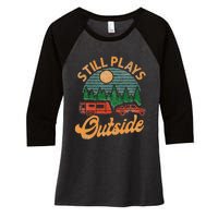 Camping Still Plays Outside Caravan Rv Trailer Women's Tri-Blend 3/4-Sleeve Raglan Shirt