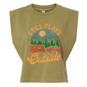 Camping Still Plays Outside Caravan Rv Trailer Garment-Dyed Women's Muscle Tee