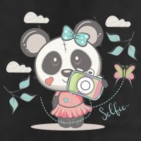 Cute Selfie Panda Girl 7 Panel Mesh Trucker Snapback Hat