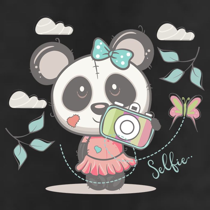 Cute Selfie Panda Girl 7 Panel Mesh Trucker Snapback Hat
