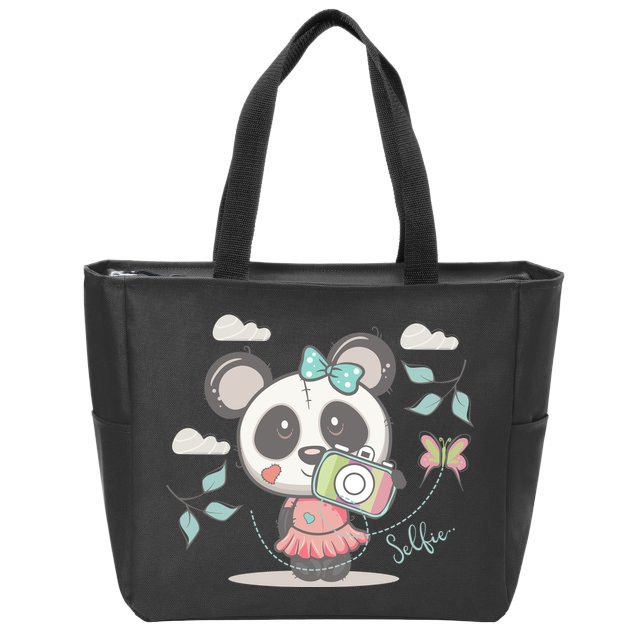 Cute Selfie Panda Girl Zip Tote Bag