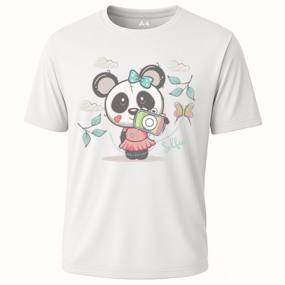 Cute Selfie Panda Girl Cooling Performance Crew T-Shirt