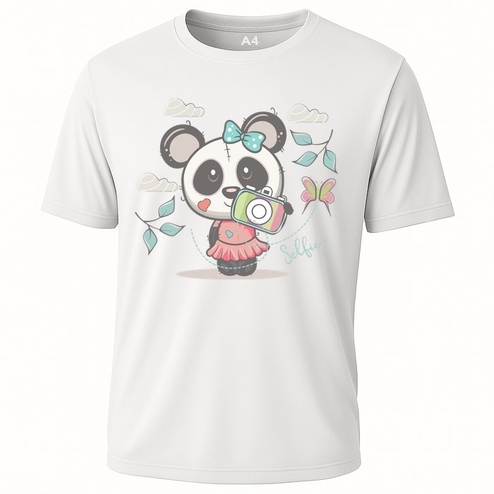 Cute Selfie Panda Girl Cooling Performance Crew T-Shirt