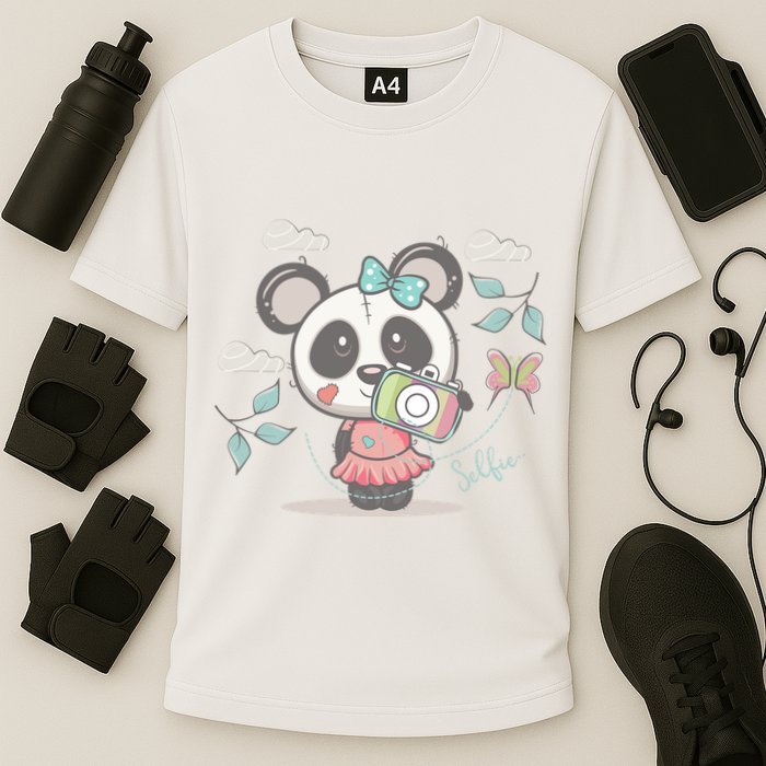Cute Selfie Panda Girl Cooling Performance Crew T-Shirt