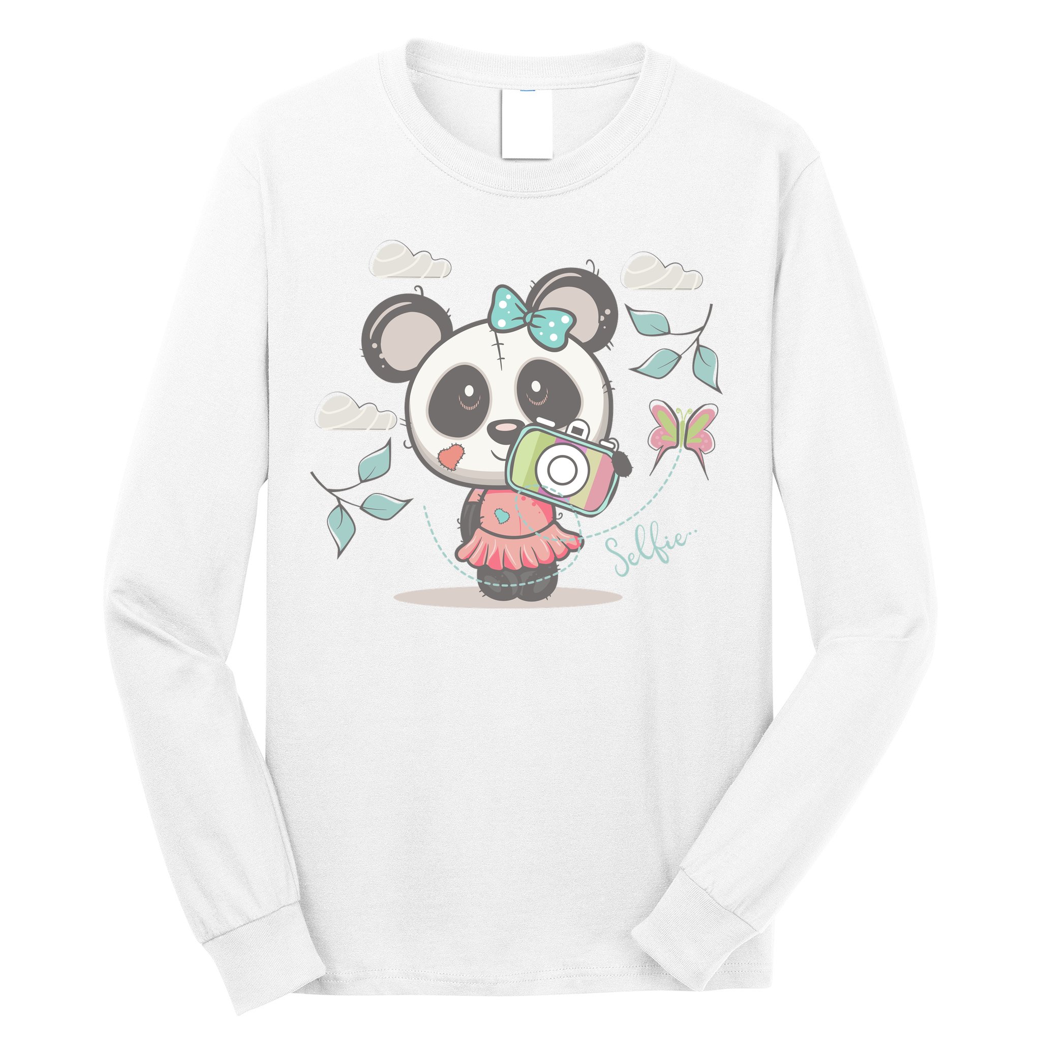 Cute Selfie Panda Girl Long Sleeve Shirt