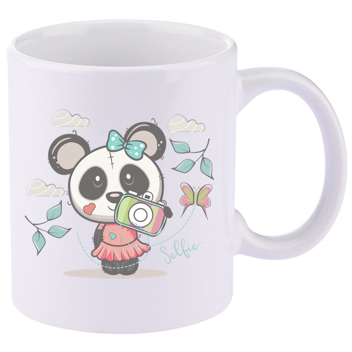 Cute Selfie Panda Girl 11oz C Handle Ceramic Mug