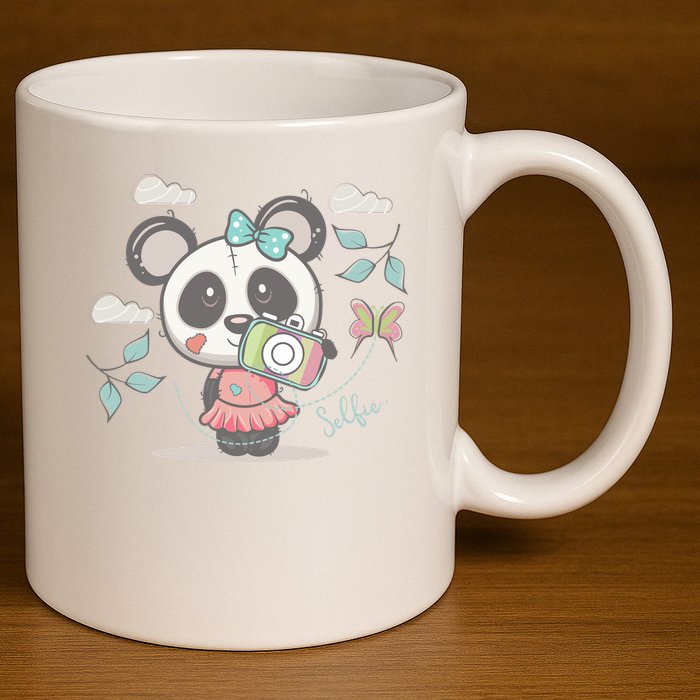 Cute Selfie Panda Girl 11oz C Handle Ceramic Mug