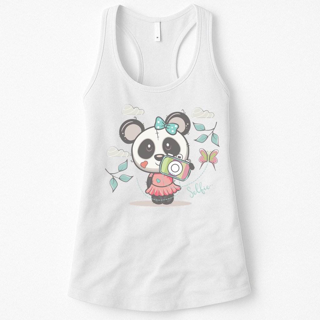 Cute Selfie Panda Girl Womens Tank Top